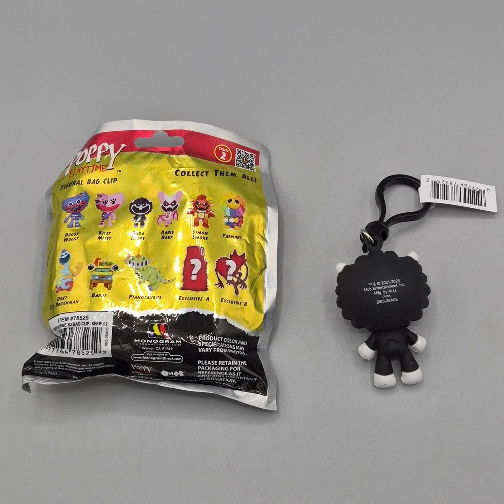 Poppy Playtime Series 2 Baba Chops 3D Foam Bag Clip Keychain 78525 Black